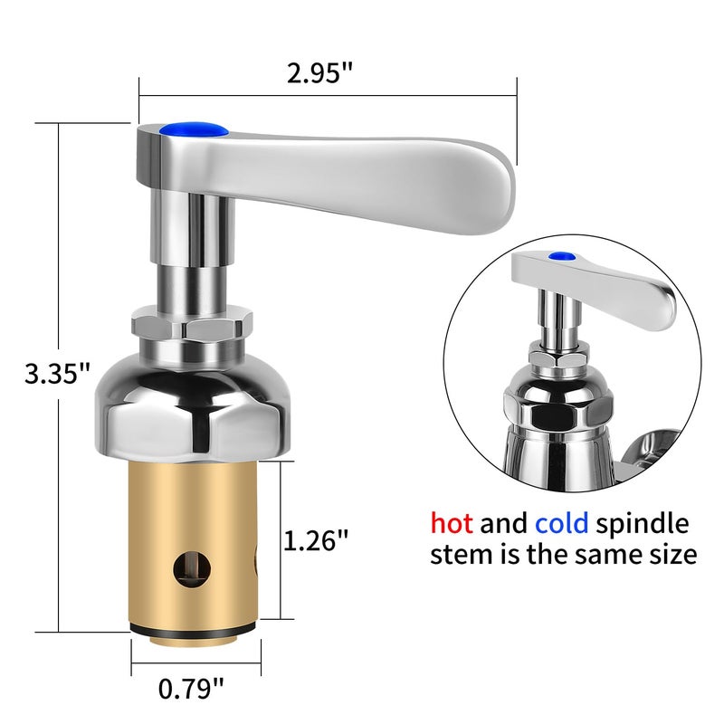 KWODE Replacement Brass Hydraulic Control Spindle Assembly Cartridge Faucet Valve for Bathroom Kitchen Wall Mount Commercial Faucet (1 Pair Hot & Cold) - Image 5